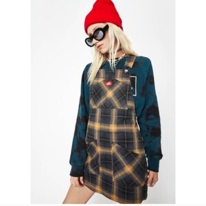 Dickies Plaid Overall Dress size L Indie Grunge style